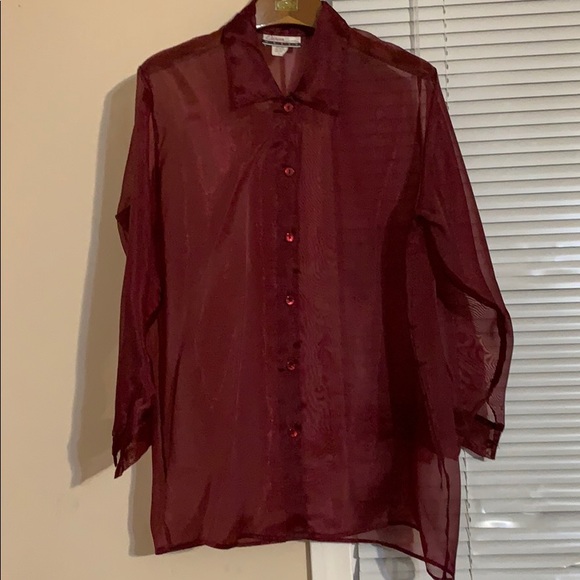 Sheer burgundy blouse size 16 - Picture 1 of 3